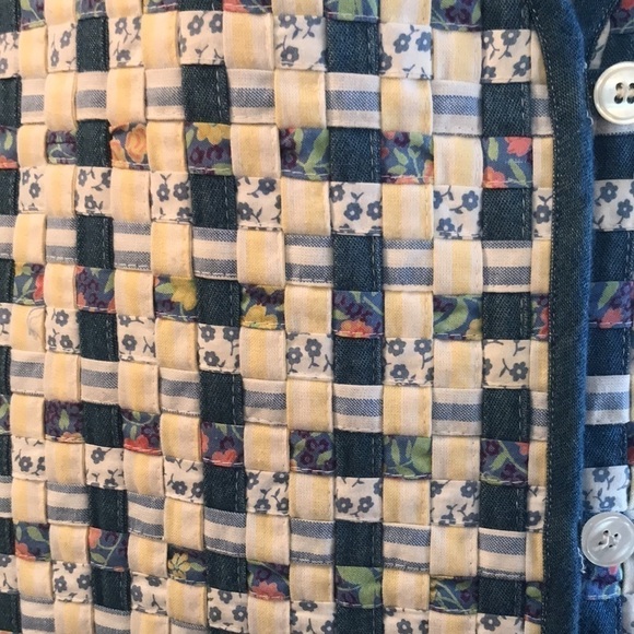 Rare Vintage Cottagecore Quilted Woven Denim Vest - Picture 9 of 14